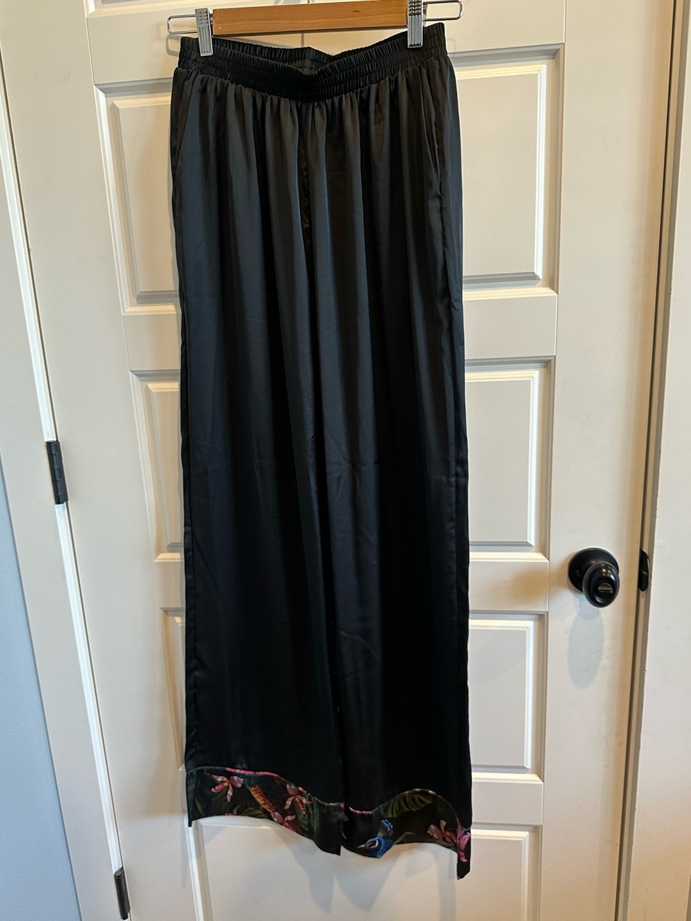 Nasty Gal 8 Floral Hem Wide Leg Silky Pants Retro Bohemian